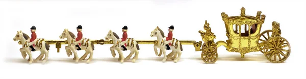 Vintage Toy Model British Royal State Coach Isolated White Ground — стоковое фото