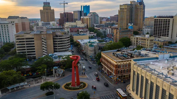 Centrum Van San Antonio Riverwalk Boten Paraplu Skyline — Stockfoto