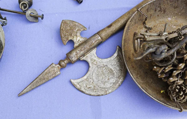 Antike Mittelalterliche Waffen Detail Einer Kriegs Und Vernichtungswaffe Antike Und — Stockfoto
