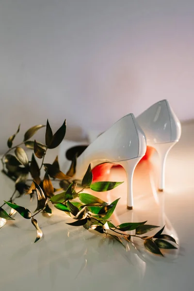 Esküvői Cipő Menyasszony Gyönyörű Divat — Stock Fotó