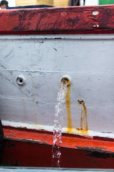 Closeup Hole Drainage Boat — Stock Photo, Image