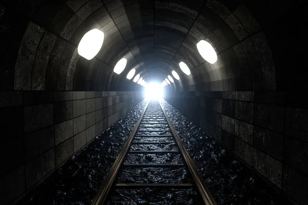 Rail Cave Perspective Background Passage Mystery — Stock Photo, Image