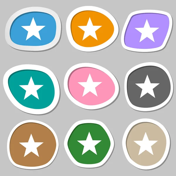 Ícone Sinal Estrela Botão Favorito Símbolo Navegação Adesivos Papel Multicoloridos — Fotografia de Stock