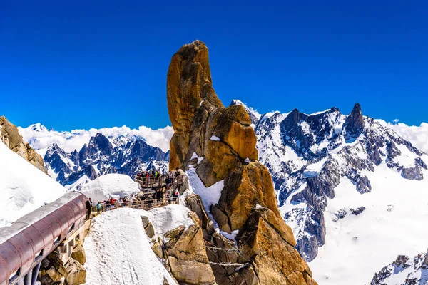 Aiguille Midi Megfigyelő Állomás Chamonix Mont Blanc Haute Savoie Alpok — Stock Fotó