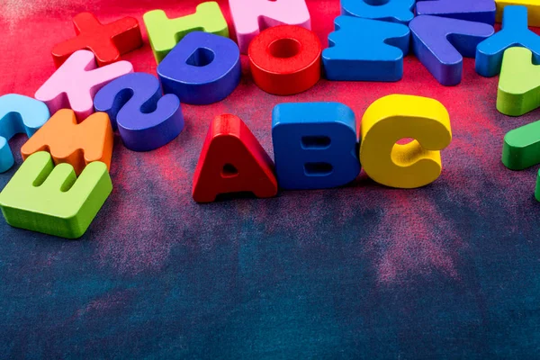 Colorido Abc Letras Alfabeto Feito Madeira — Fotografia de Stock