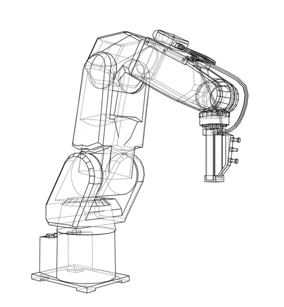 Schema Robotarm Illustratie Draad Frame Stijl — Stockfoto