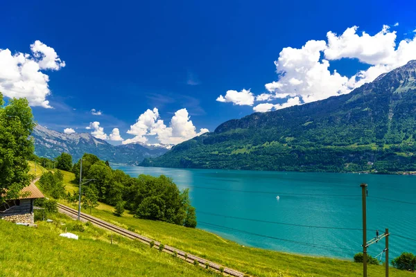 Heldere Transparante Azuurblauwe Brienzersee Oberried Brienzersee Interlaken Oberhasli Bern Zwitserland — Stockfoto