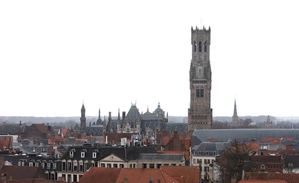 Clocher Bruges Est Clocher Médiéval Situé Dans Centre Historique Bruges — Photo
