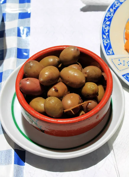 Container Green Olives — Stock Photo, Image