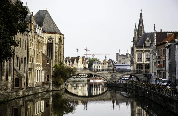 Vieux Canal Ville Gand Détail Tourisme Europe — Photo