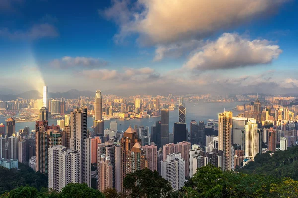 Paisaje Urbano Hong Kong Desde Pico Victoria —  Fotos de Stock