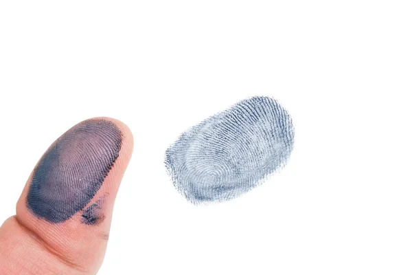 Vinger Met Vingerafdruk Geïsoleerd Witte Achtergrond — Stockfoto