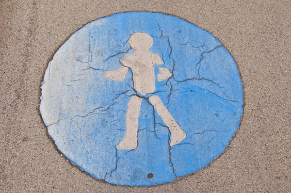 Altes Riss Symbol Für Einen Fußweg Boden — Stockfoto