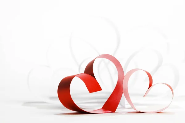 Composition Des Cœurs Papier Rouge Blanc Concept Saint Valentin — Photo