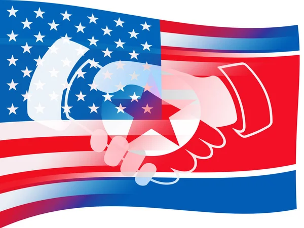 Corea Del Norte Peace Holding Hands Flag Ilustración Reunión Esperanza —  Fotos de Stock