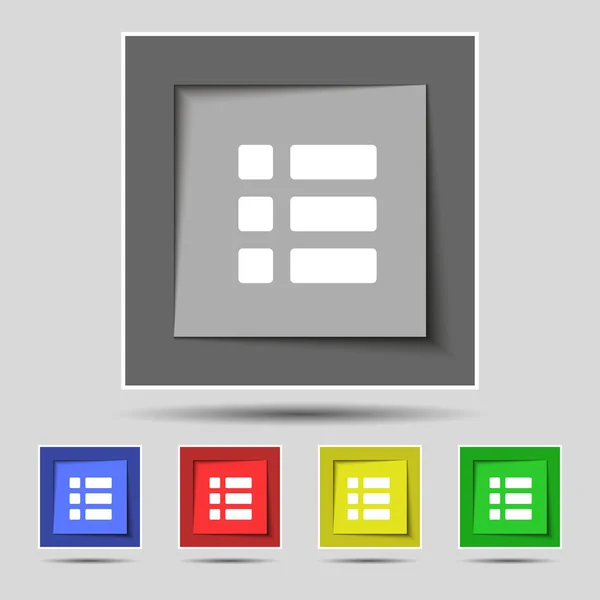 Menu Lista Ícone Opções Exibição Conteúdo Original Cinco Botões Coloridos — Fotografia de Stock