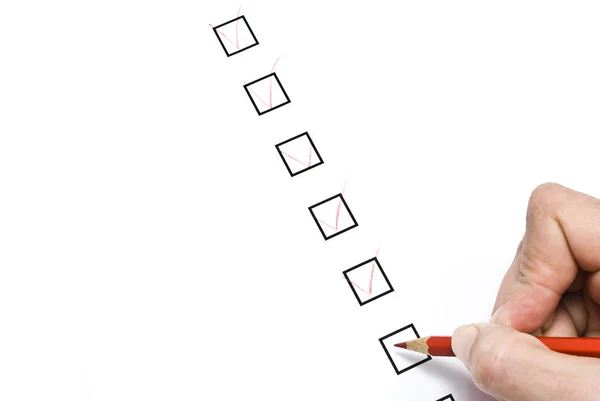 Person Making Notes Checklist — Stock Photo, Image