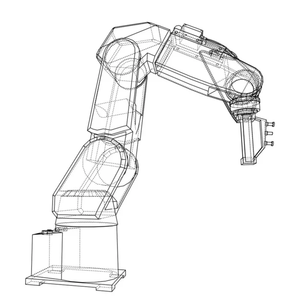 Schema Robotarm Illustratie Draad Frame Stijl — Stockfoto