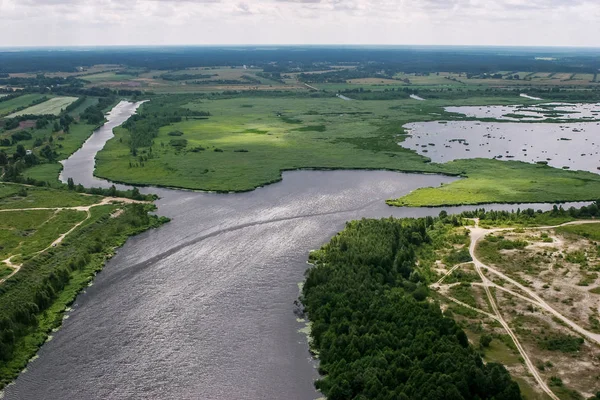 Вид Воздуха Лиелупе Латвия Lielupe Сверху Вид Воздуха Реку Лиелупе — стоковое фото