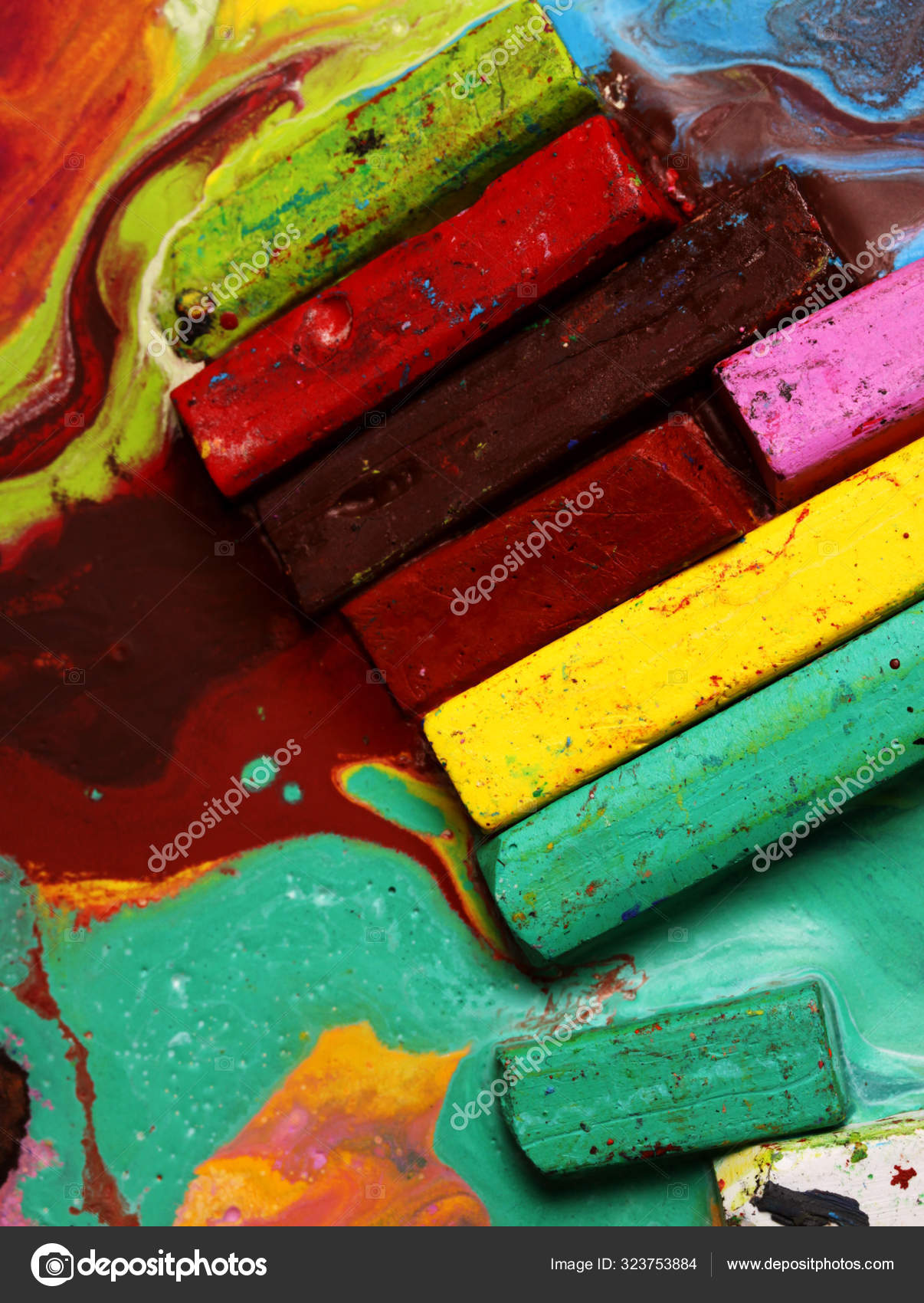 Colorful Oil Pastels Background Copy Space Stock Photo by ©YAYImages