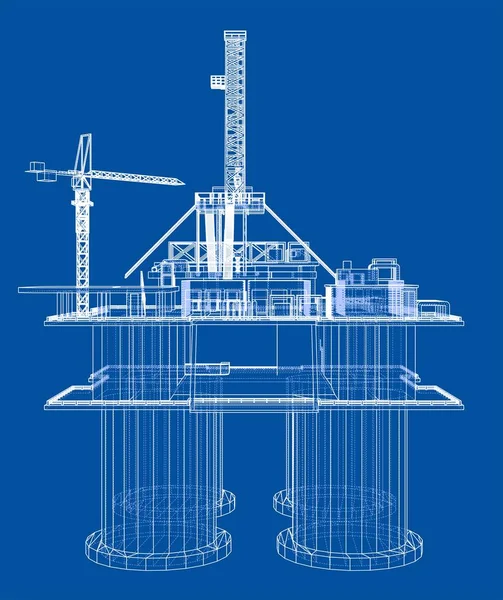 Concepto Plataforma Perforación Plataformas Petrolíferas Alta Mar Ilustración Estilo Marco — Foto de Stock