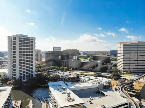 Vista Aérea Del Centro Las Colinas Irving Texas Sistema Ferroviario —  Fotos de Stock