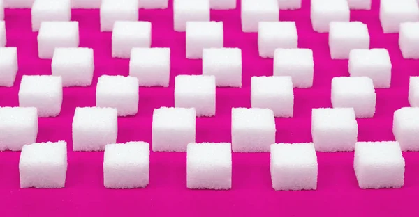 Patrón Sin Costura Terrones Azúcar Dulce Blanco Fondo Rosa — Foto de Stock