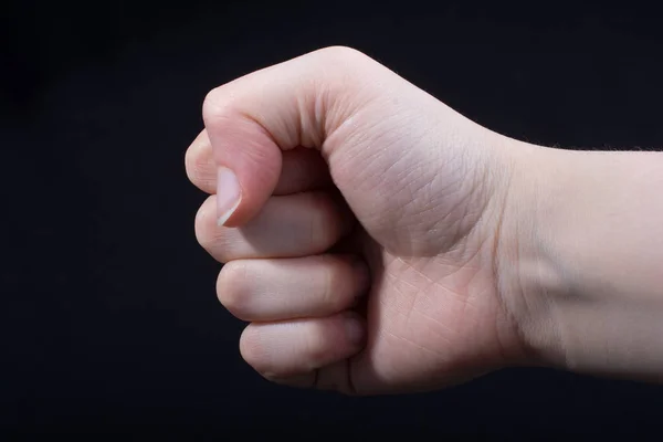 Mano Cerrada Para Gesto Puño Negro — Foto de Stock