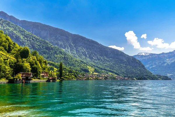 Przejrzyste Lazurowe Jezioro Thun Thunersee Berno Szwajcaria — Zdjęcie stockowe