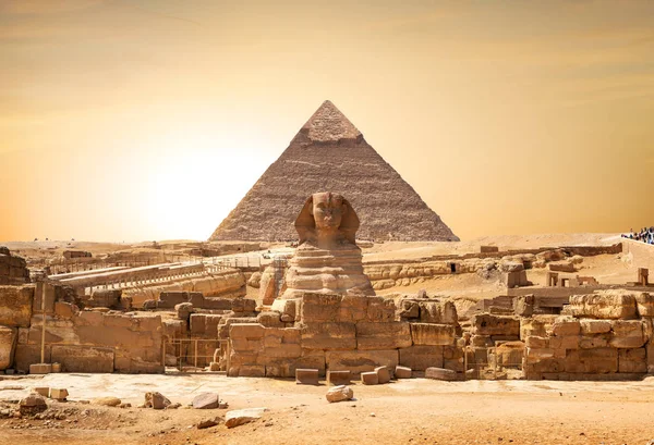 Sphinx Pyramid Egyptian Desert — Stock Photo, Image