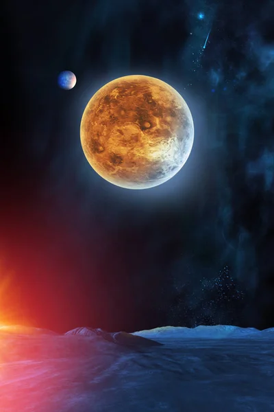 Arta Digitală Cerească Planeta Venus Cer Din Perspectiva Planetei Vecine — Fotografie, imagine de stoc