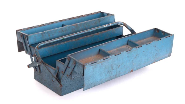 Old Metal Toolbox Isolated White Background — Stock Photo, Image