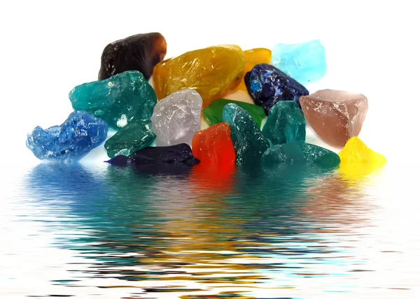 Set Gekleurde Stukjes Glas Water — Stockfoto