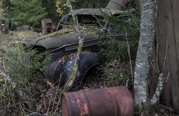 Roncs Autó Roncstelepen Bilskrot Svéd Oldalon Határ Norvégiában — Stock Fotó