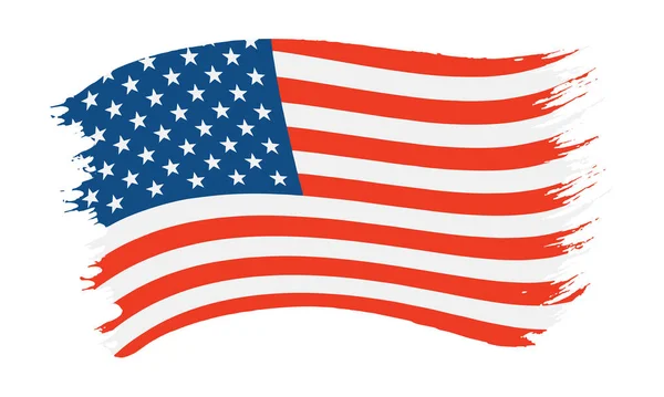 白色背景下孤立的漆画美国国旗的矢量图 — 图库照片