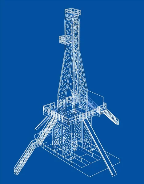 Concepto Plataforma Petrolera Ilustración Estilo Marco Alambre — Foto de Stock