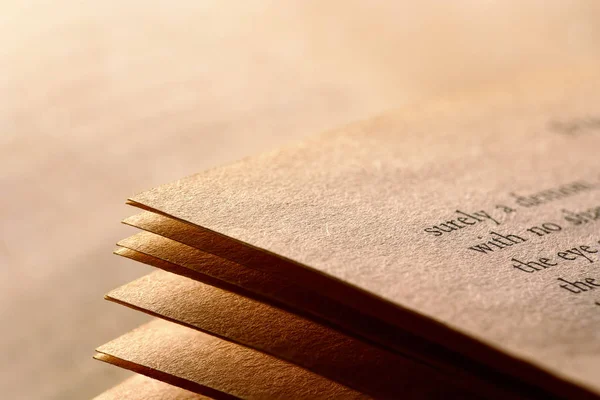 Sıcak Bir Işıkta Bir Kitap Sayfasının Kapanışı — Stok fotoğraf