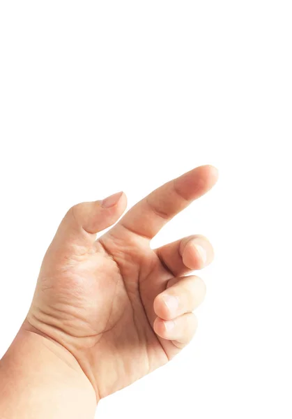 Man Hand Geïsoleerd Witte Achtergrond — Stockfoto