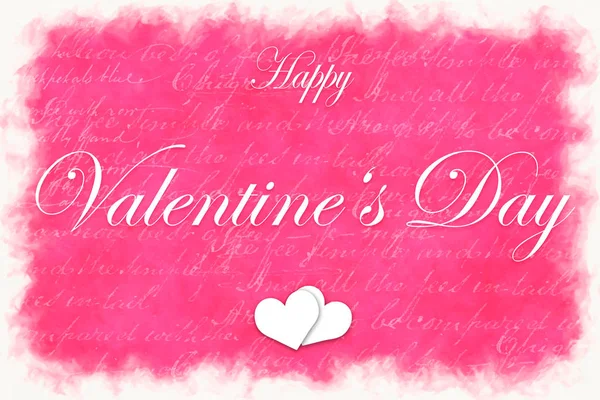 Tarjeta Ilustración Rosa Con Texto Feliz Día San Valentín Corazones — Foto de Stock