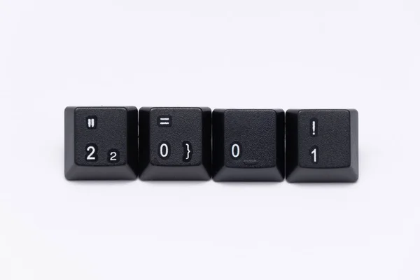 Black Keys Keyboard Different Years Words Names — Stock Photo, Image