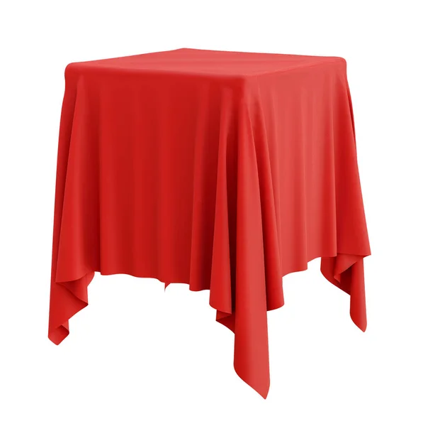 Pano Vermelho Pedestal Quadrado Isolado Branco Ilustração — Fotografia de Stock