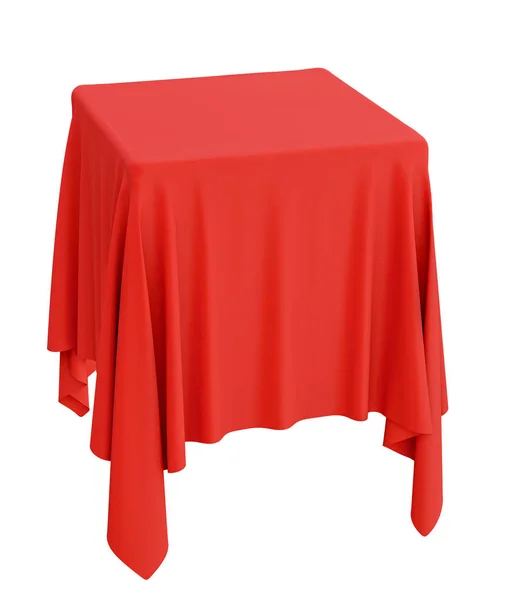 Pano Vermelho Pedestal Quadrado Isolado Branco Ilustração — Fotografia de Stock