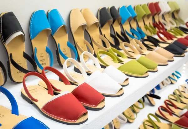 Menorca Spain June 2018 Traditional Menorca Sandals Named Avarca Exposition — Stock Photo, Image
