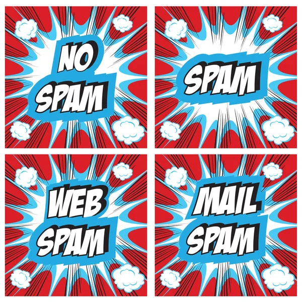 No Spam, spam, web spam,email spam - Spam concept backgrounds Pop art comic style set
