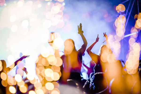 Crowd Watching Fireworks New Year Celebrations Abstract Holiday Background — Stock Photo, Image