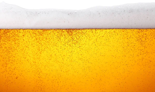 Close Textura Fundo Cerveja Lager Com Bolhas Espuma Vidro Visão — Fotografia de Stock