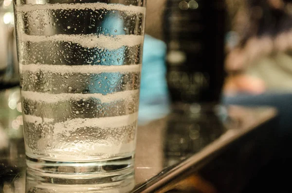 Empty Glass Beer Shows Five Foam Marks — Stock Photo, Image