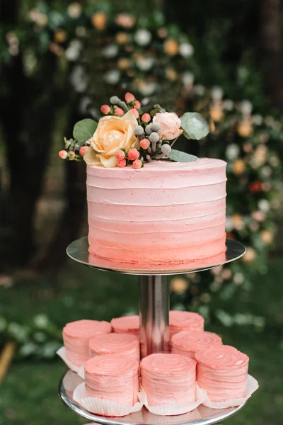 Hochzeitstorte Bei Der Hochzeit Des Brautpaares — Stockfoto