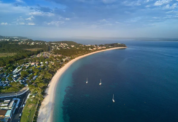 Weitreichender Blick Über Shoal Bay Port Stephens Australien Luftaufnahme Mit — Stockfoto
