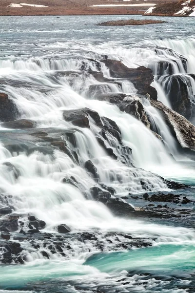 Detail Silného Vodopádu Gullfoss Jeho Zelené Vody Island — Stock fotografie
